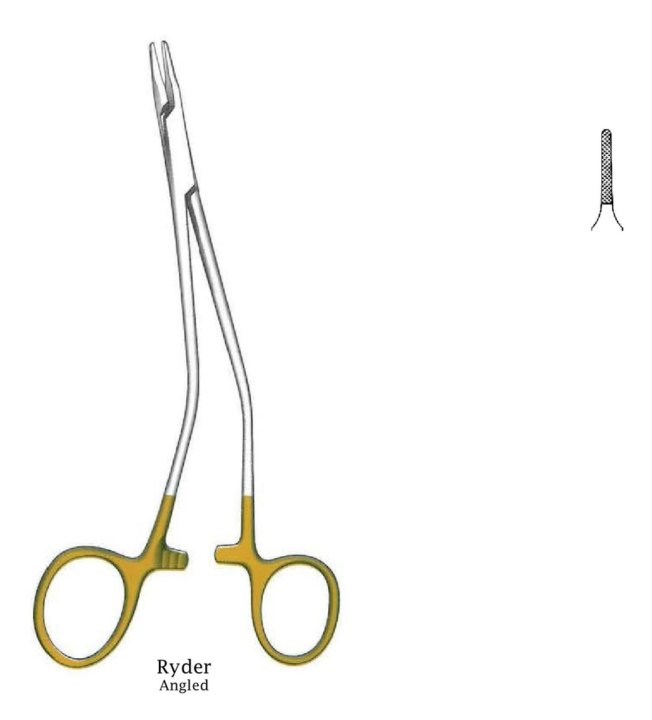 Porta agujas Ryder, angulado, TC Gold - longitud = 18 cm / 7"