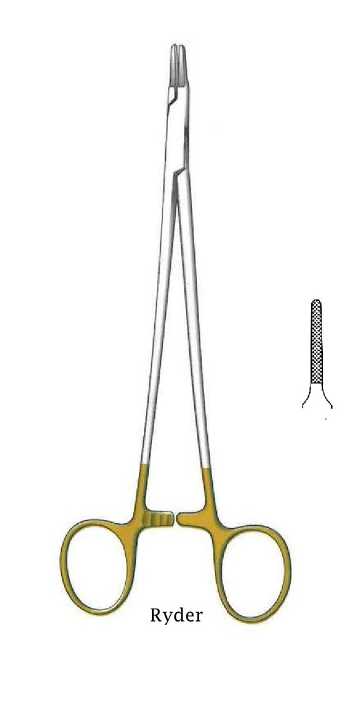 Ryder, straight needle holder, Gold TC - Length = 20 cm / 8 "
