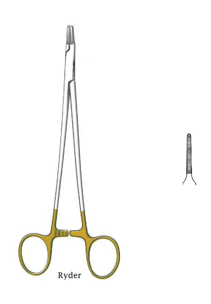 Ryder, straight needle holder, Gold TC - Length = 23 cm / 9 "