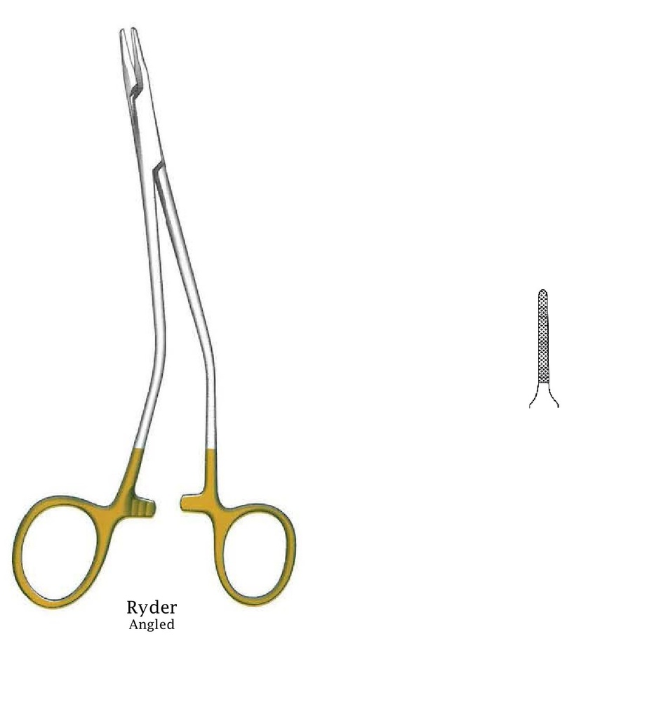 Porta agujas Ryder, angulado, TC Gold - longitud = 26 cm / 10-1/4"