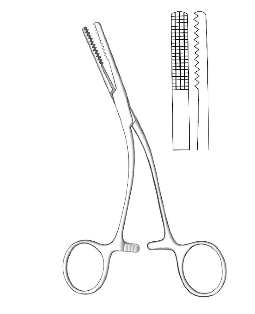 Pinza de sujeción para huesos de Salyer, curva