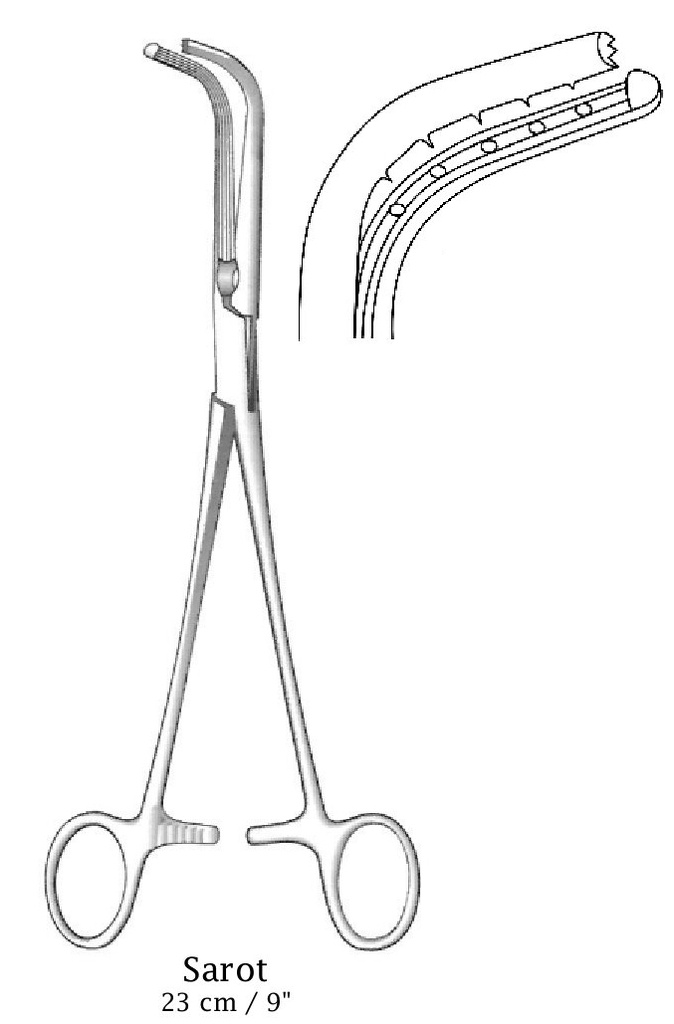 Pinza bronquial Sarot, derecha, punta corta