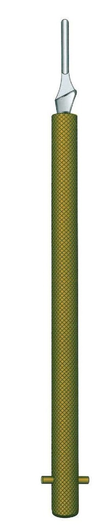 Mango de bisturí número 3 con mango dorado hueco - longitud = 15.5 cm / 6-1/4"