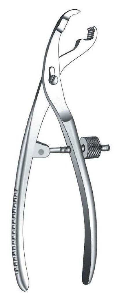 Pinza de sujeción para huesos autocentrante, mandíbulas inversas, ancho = 2.5 mm
