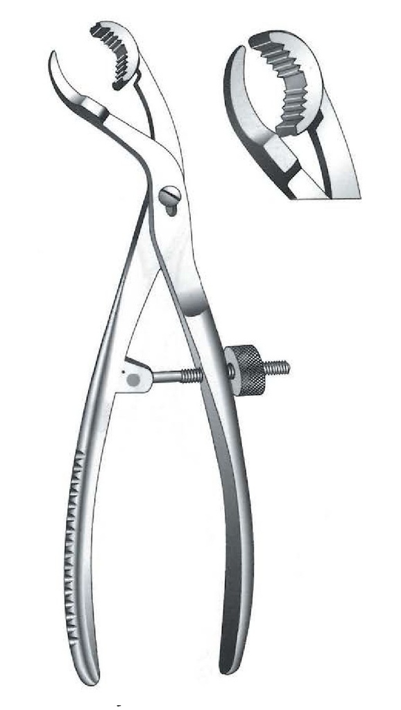 Pinza de sujeción para huesos autocentrante, mandíbulas móviles, ancho = 9.5 mm