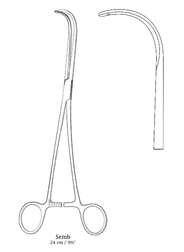 Semb bronchus forceps, strongly curved