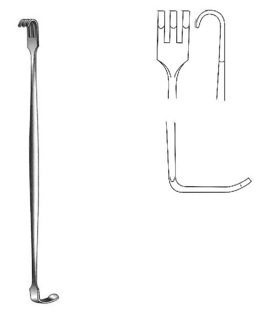 Retractor de Senn-Miller, desafilada, valva = 7 x 8.5 mm