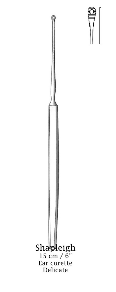 Cureta para el oído Shapleigh, punta = 2.5 mm
