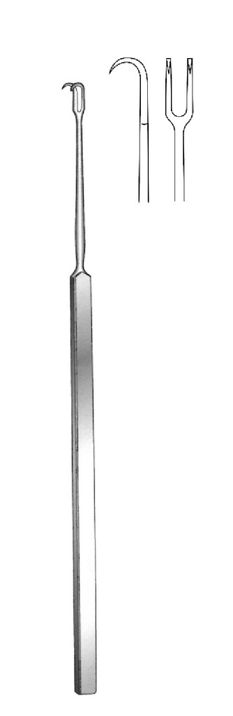 Gancho para fístula de Simon, dos dientes
