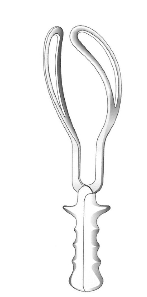 Pinza obstétrico de Simpson-Braun, mango ranurado ergonómico - longitud = 35 cm / 14"