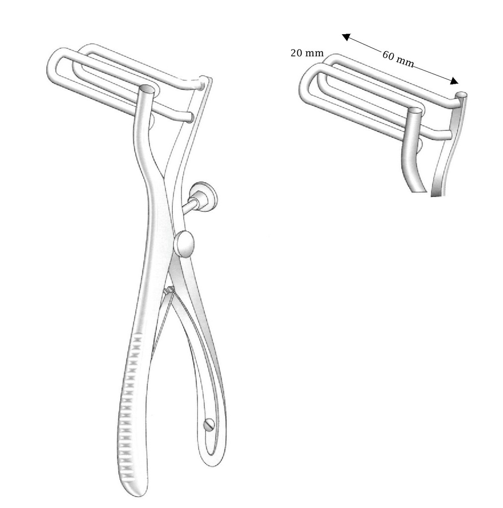 Espéculo rectal Sims, cromado, valva = 20 x 60 mm
