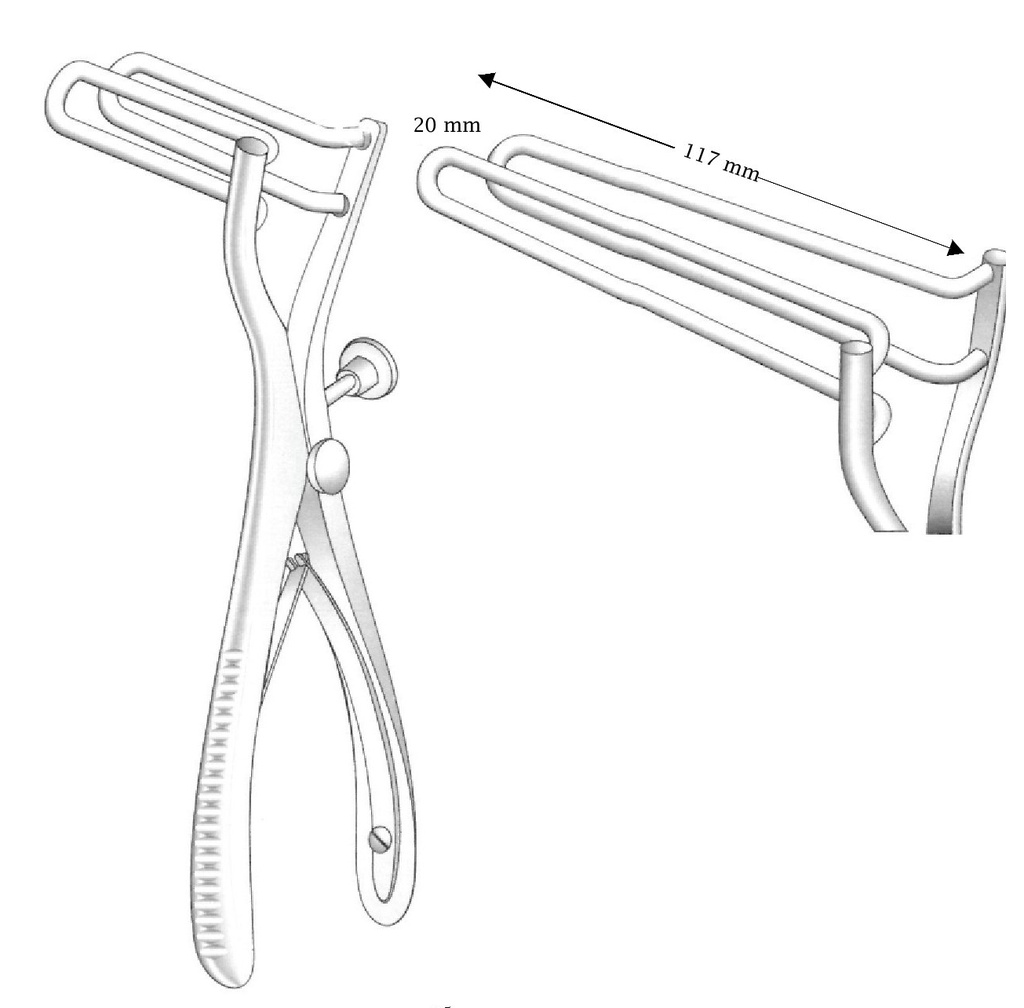 Espéculo rectal Sims, cromado, valva = 20 x 117 mm