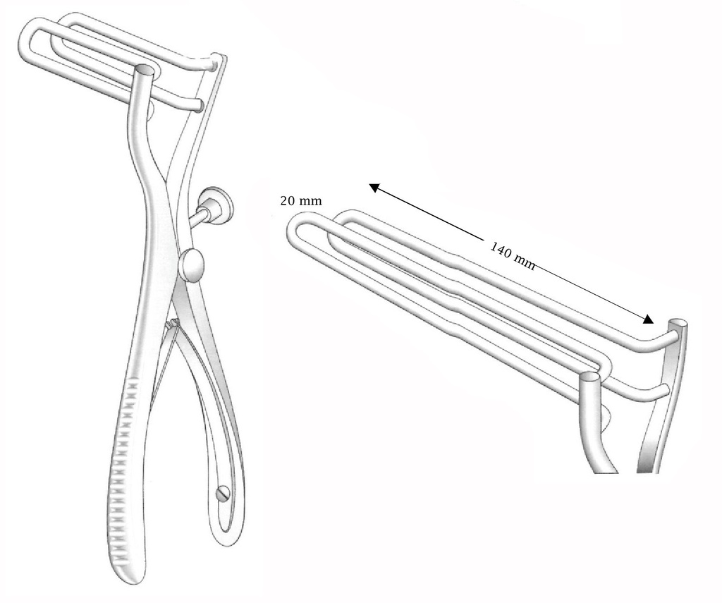 Espéculo rectal Sims, acero inoxidable, valva = 20 x 140 mm
