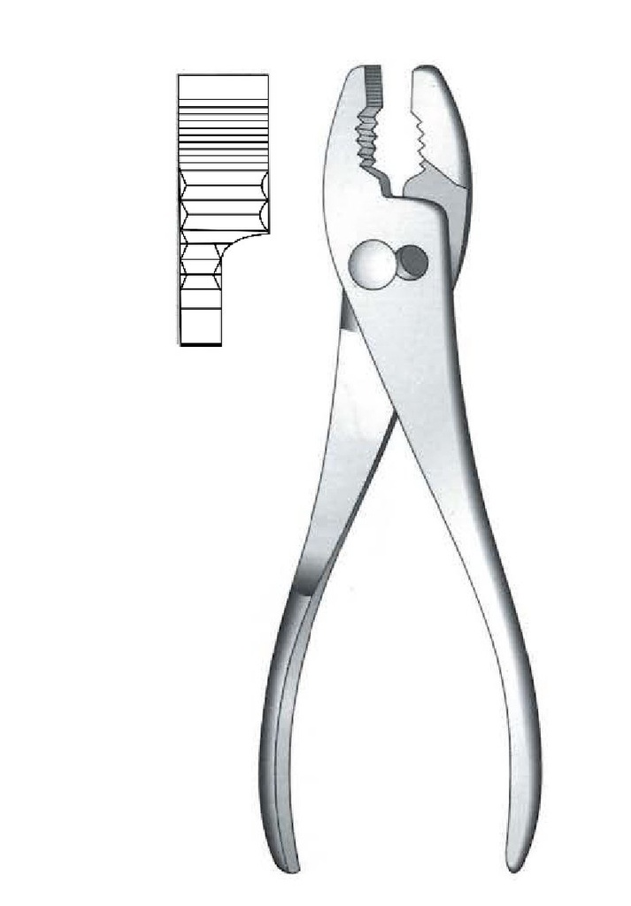 Flat tip pliers with sliding joints, tip = 10 mm