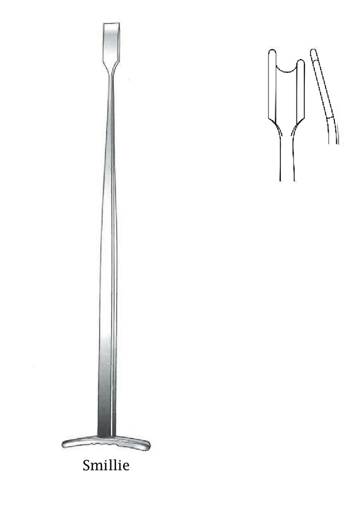 Smillie menisctomy scalpel, curved to the left
