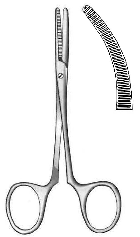 Pinza para arteria Spencer Wells con tornillo, curva - longitud = 20 cm / 8"