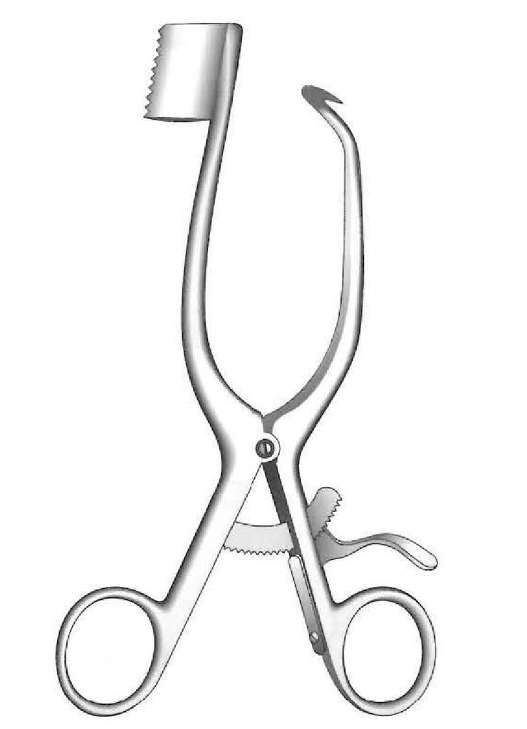 Odd tips retractor with tip and shield, left - length = 18 cm / 7 "