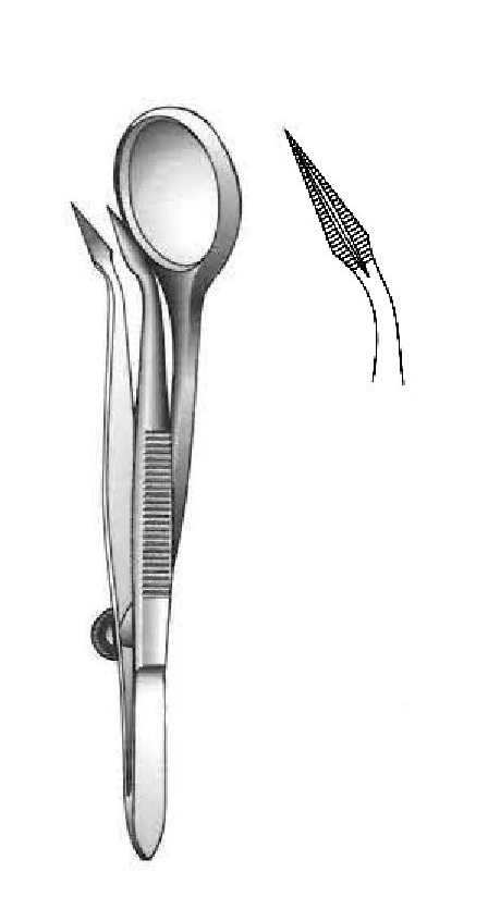 Pinza para astillas con lupa - longitud = 12 cm / 4-3/4"