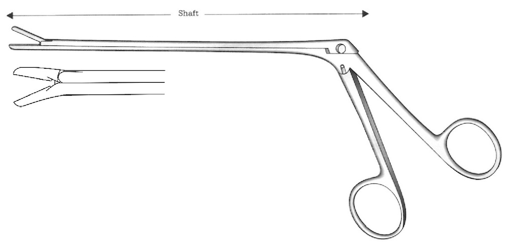 Spurling laminectomy forceps, downwards, diameter = 4 x 10 mm - length = 15 cm