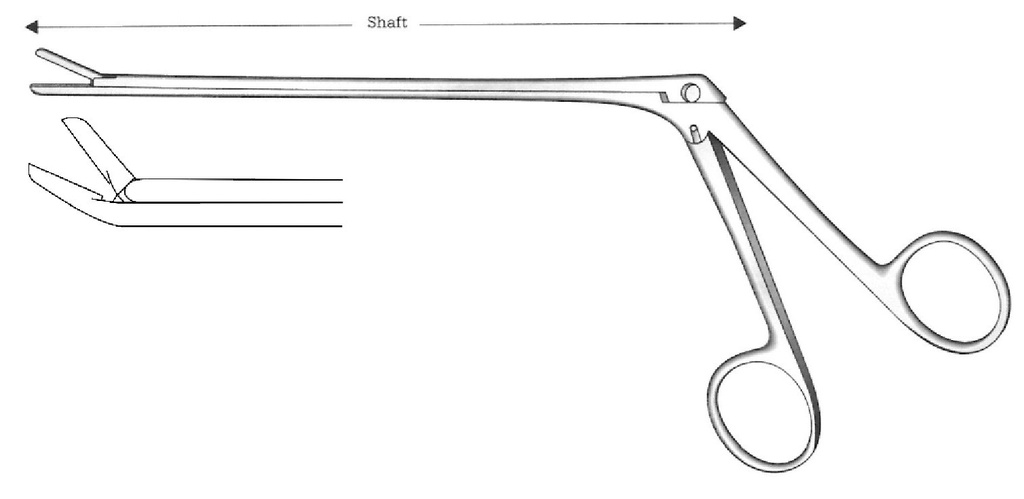 Spurling laminectomy forceps, upwards, diameter = 4 x 10 mm - length = 15 cm