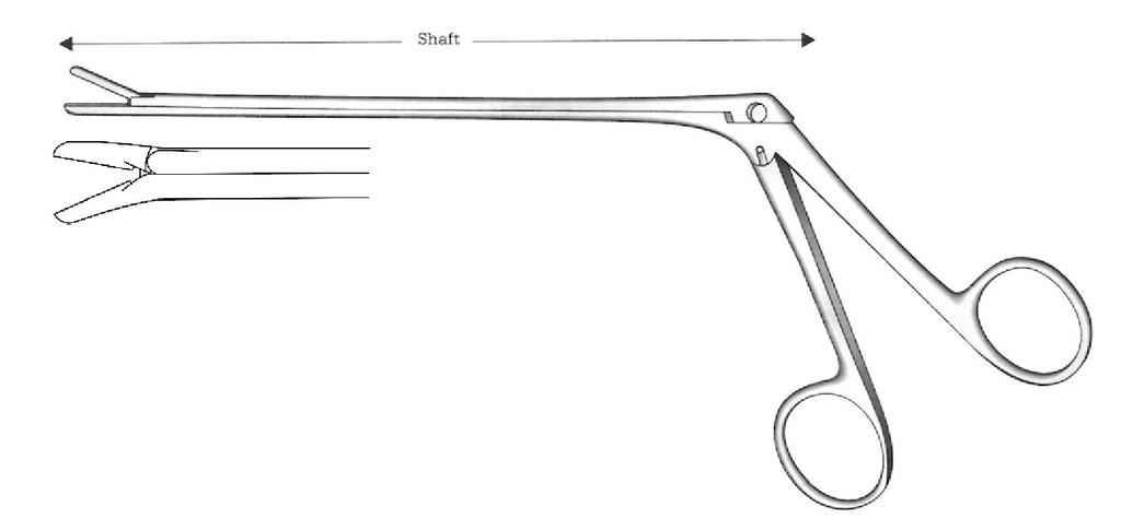 Pinza para laminectomía Spurling, hacia abajo, diámetro = 4 x 10 mm - longitud = 18 cm