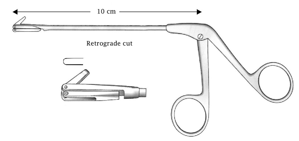 Pinza nasal retrógrado de Stammberger, corte derecho