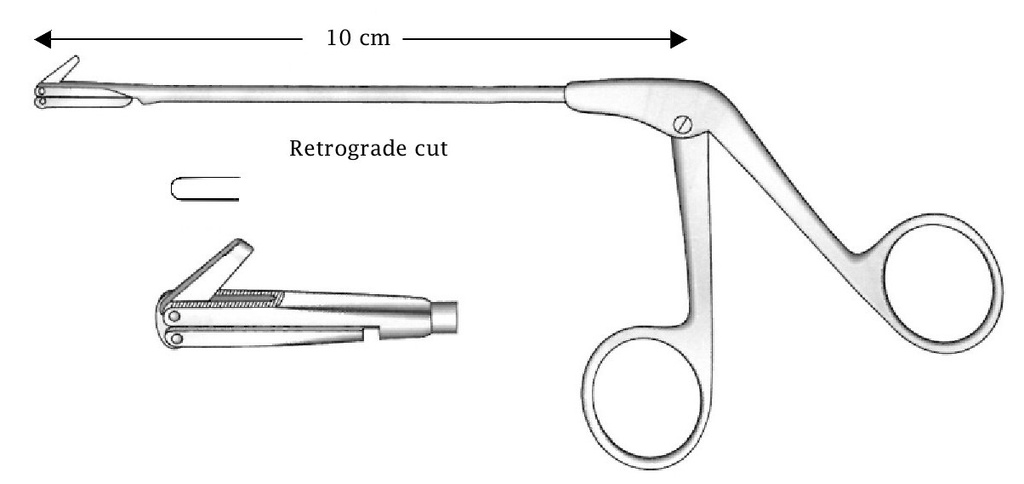 Retrograde nasal clamp of Stammberger, upward cut