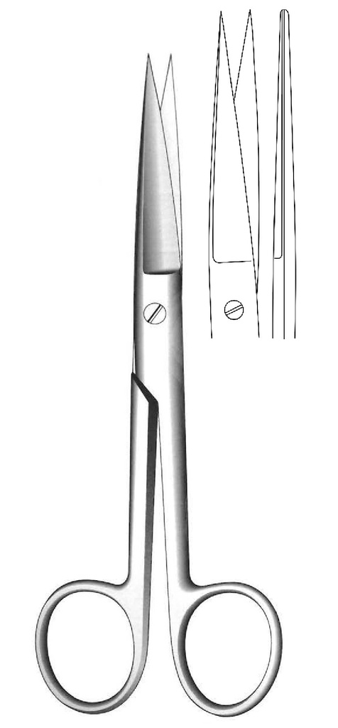 Tijera quirúrgica estándar, recta, afilada - longitud = 10.5 cm / 4-1/4&quot;