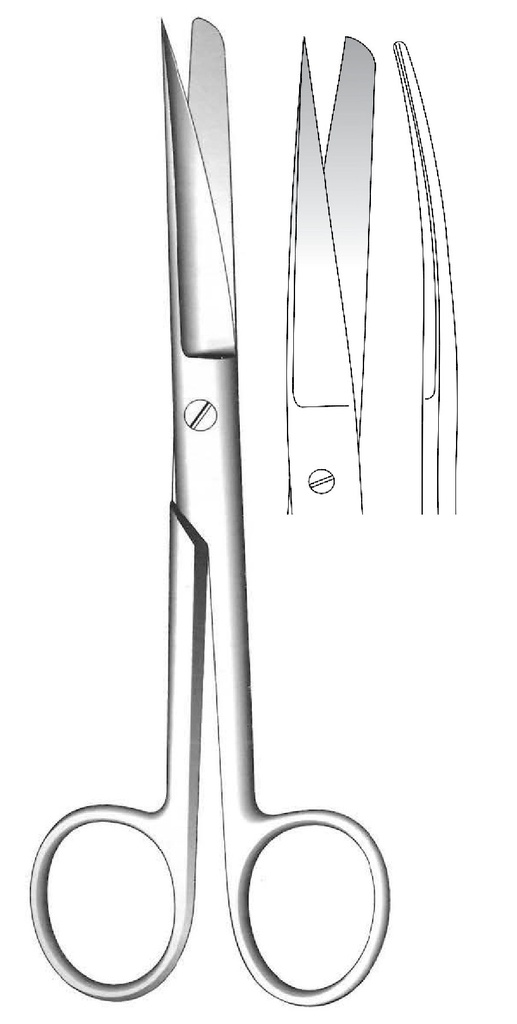 Tijera quirúrgica estándar, curva, afilada / desafilada - longitud = 11.5 cm / 4-1/2"