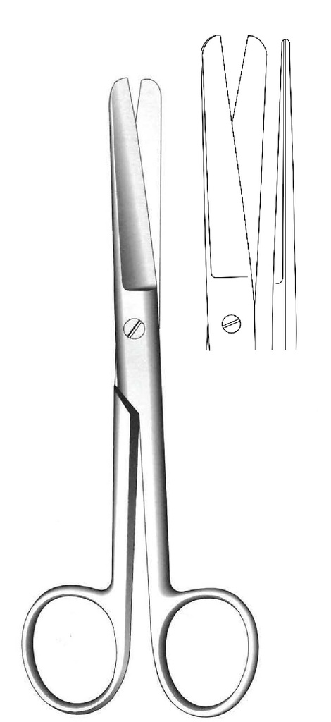 Tijera quirúrgica estándar con tornillo tipo domo, recta, afilada - longitud = 10.5 cm / 4-1/4&quot;