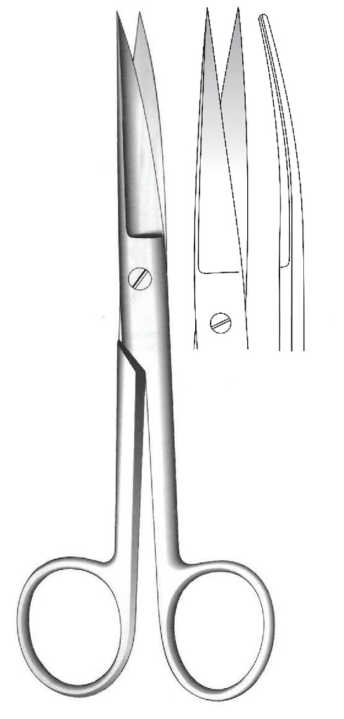 Tijera quirúrgica estándar con tornillo tipo domo, recta, afilada / desafilada - longitud = 13.0 cm / 5&quot;