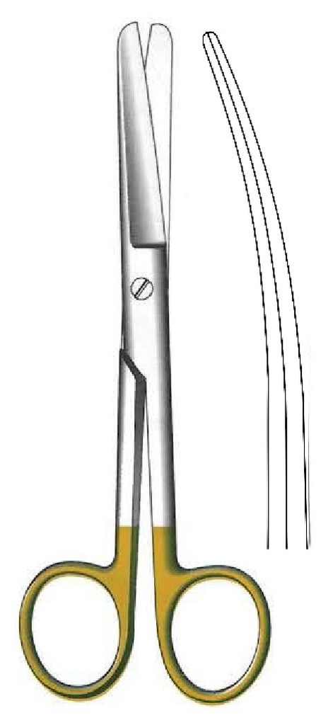 Tijera quirúrgica estándar, desafilada, curva, TC Gold - longitud = 14.5 cm / 5-3/4"
