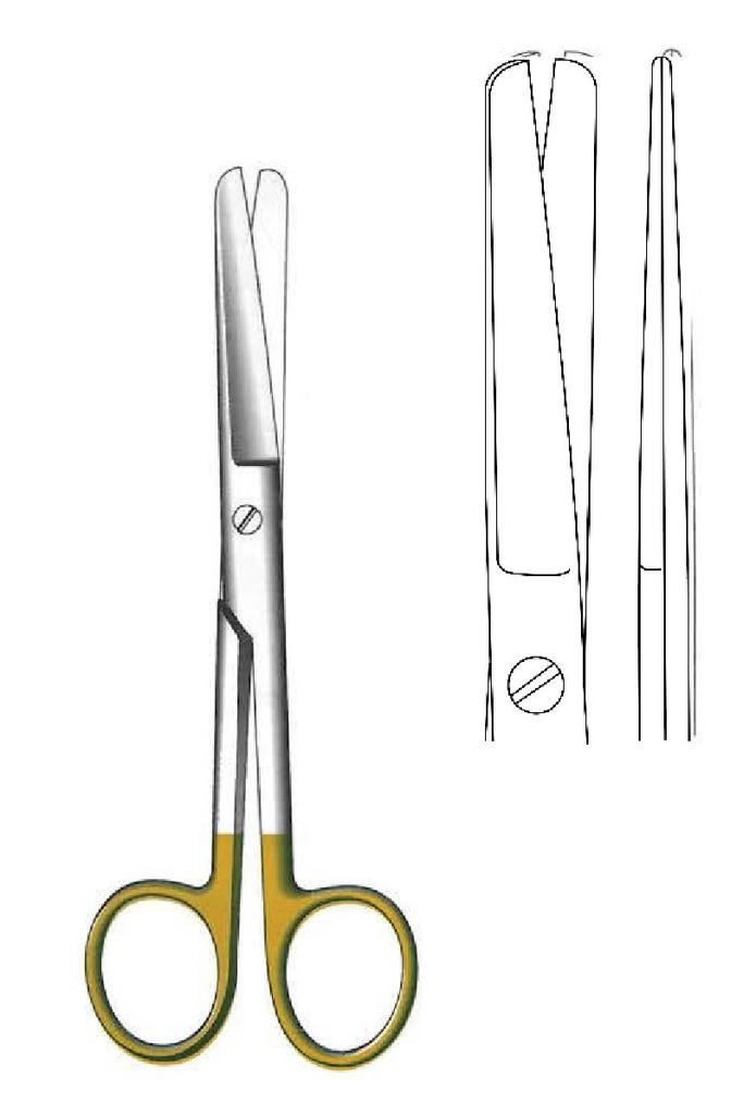 Standard Surgical Scissors, Blunt, Straight, TC Gold - length = 14.5 cm / 5-3/4"