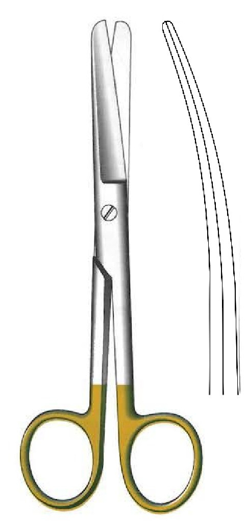 Tijera quirúrgica estándar, desafilada, curva, TC Gold - longitud = 16 cm / 6-1/4"