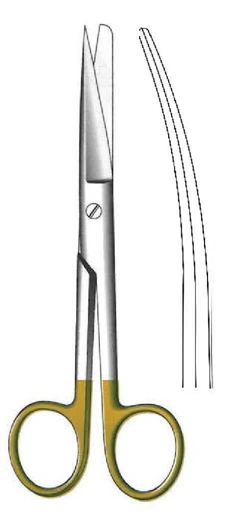 Standard surgical scissors, sharp / blunt, curved, TC Gold - length = 16 cm / 6-1/4"