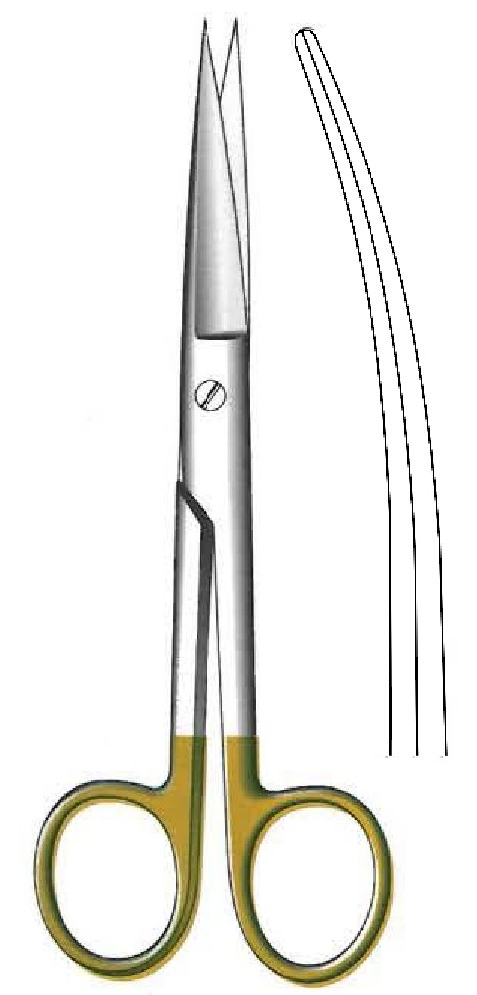 Tijera quirúrgica estándar, afilada, curva, TC Gold - longitud = 16 cm / 6-1/4"