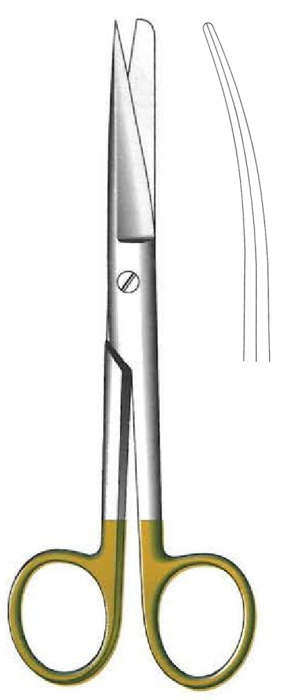 Standard surgical scissors, sharp / disregarded, curve, Gold TC - length = 18 cm / 7 "