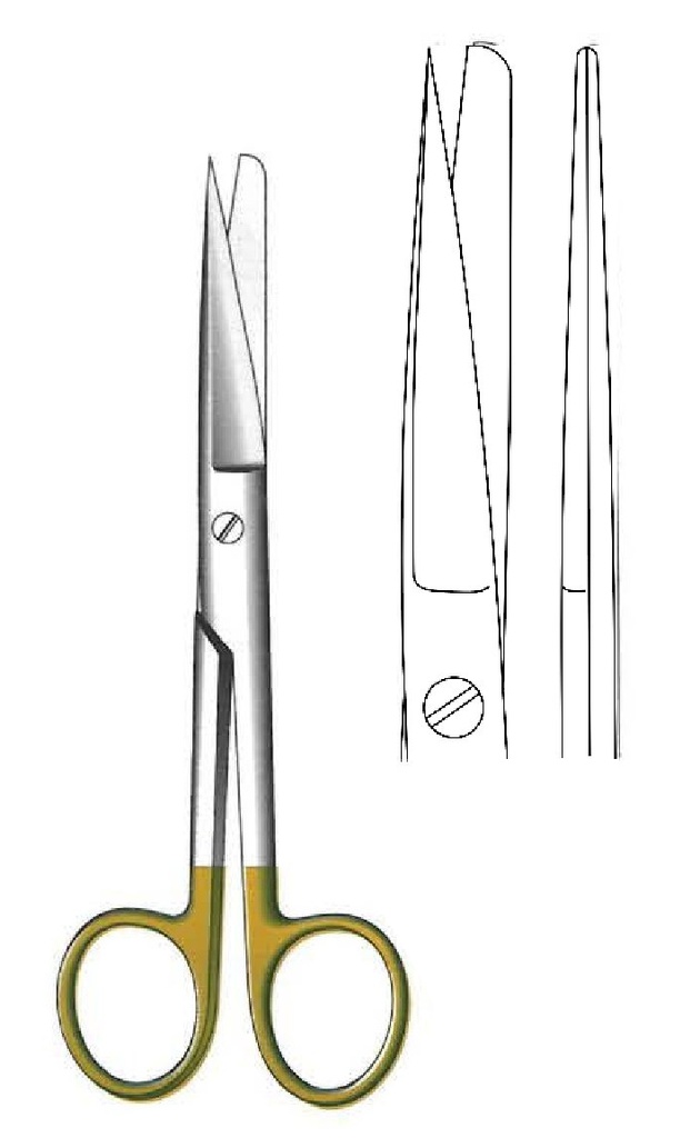 Tijera quirúrgica estándar, afilada / desafilada, recta, TC Gold - longitud = 18 cm / 7"