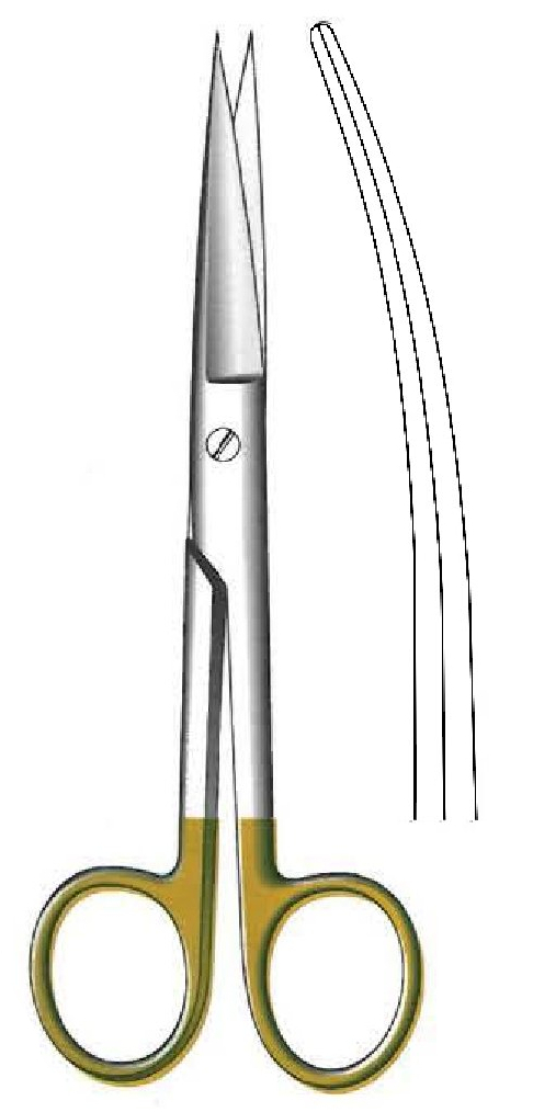 Tijera quirúrgica estándar, afilada, curva, TC Gold - longitud = 18 cm / 7"