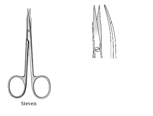 [IU-03002] Tijera para tenotomía Stevens, desafilado, curva - longitud = 10 cm / 3-3/4"