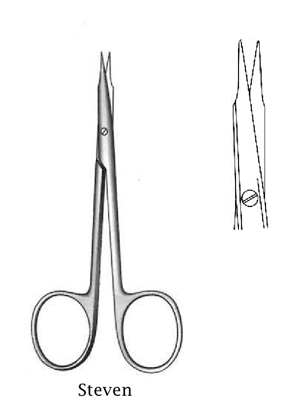 Stevens Tenotomy Scissors, declared, straight - length = 11 cm / 4-1 / 2 "