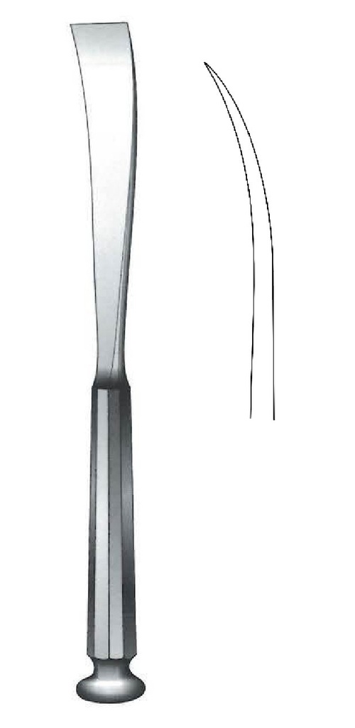 Osteótomo de hueso de Stille, curva, ancho = 25 mm