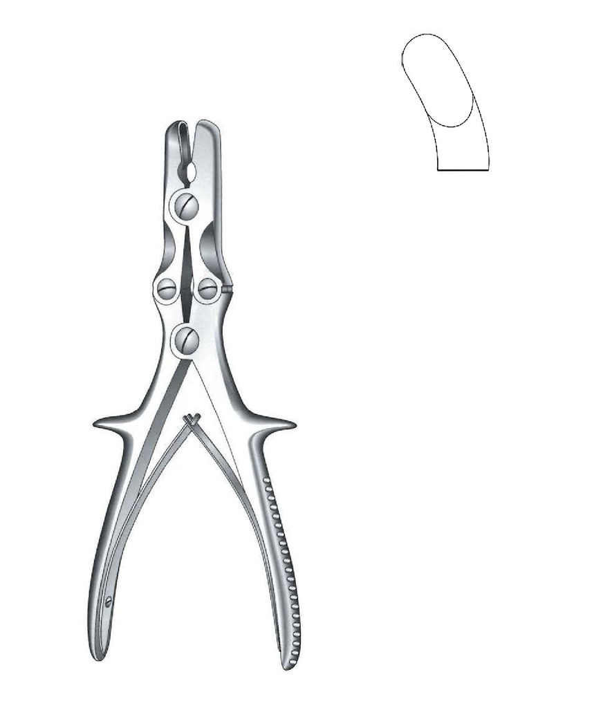 Pinza gubia para hueso Stille-Luer, curva, punta = 6 mm
