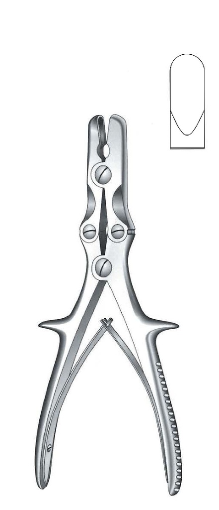 Pinza gubia para hueso Stille-Luer, recta, punta = 4 mm
