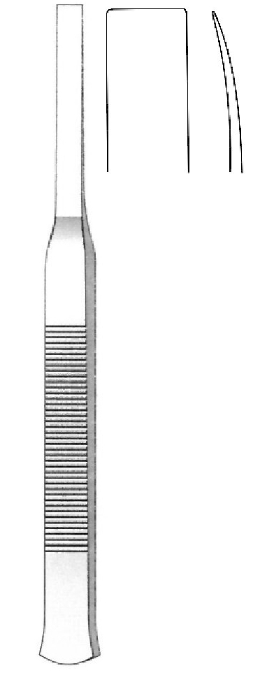 Osteótomo Tessier, mango plano, curva, hoja = 10 mm
