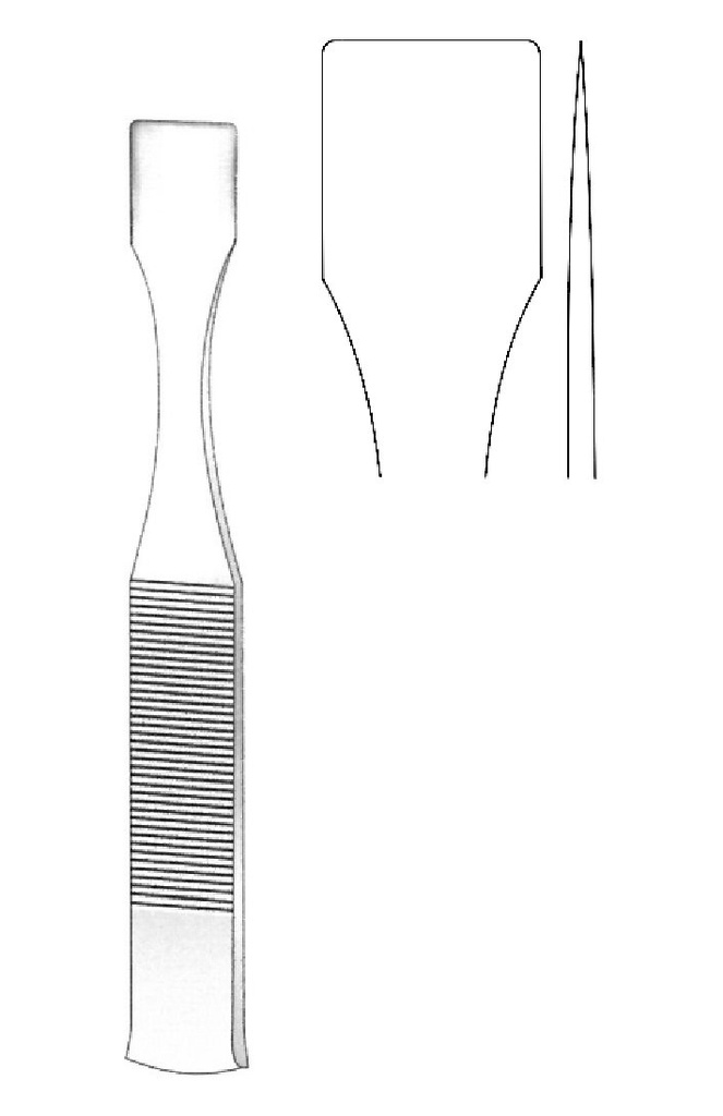 Osteótomo Tessier, mango plano, recta, hoja = 18 mm