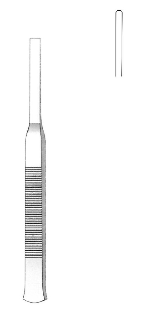 Osteótomo Tessier, mango plano, recto, hoja = 2 mm