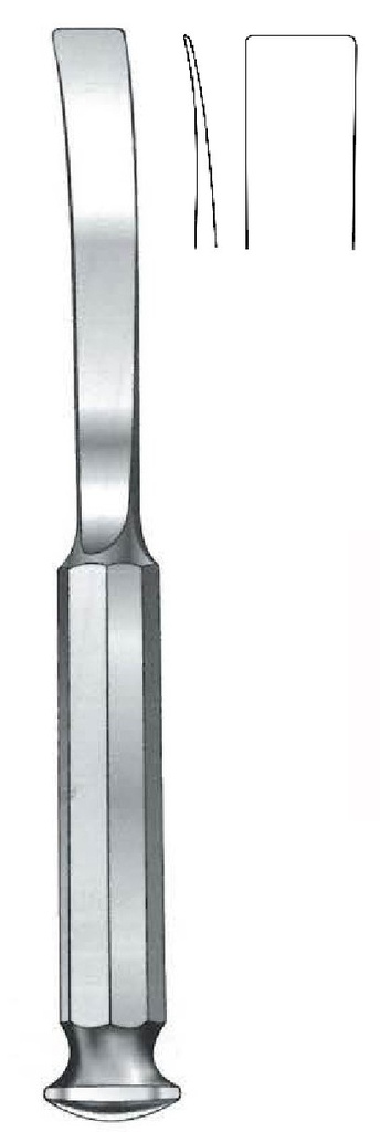 OsteoTome Tessier for Ill and tibia, curve, width = 10 mm grafts.