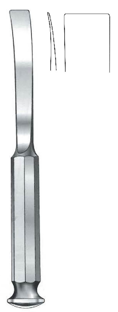 Osteótomo Tessier para toma de injertos de ilion y tibia, curva, ancho = 15 mm