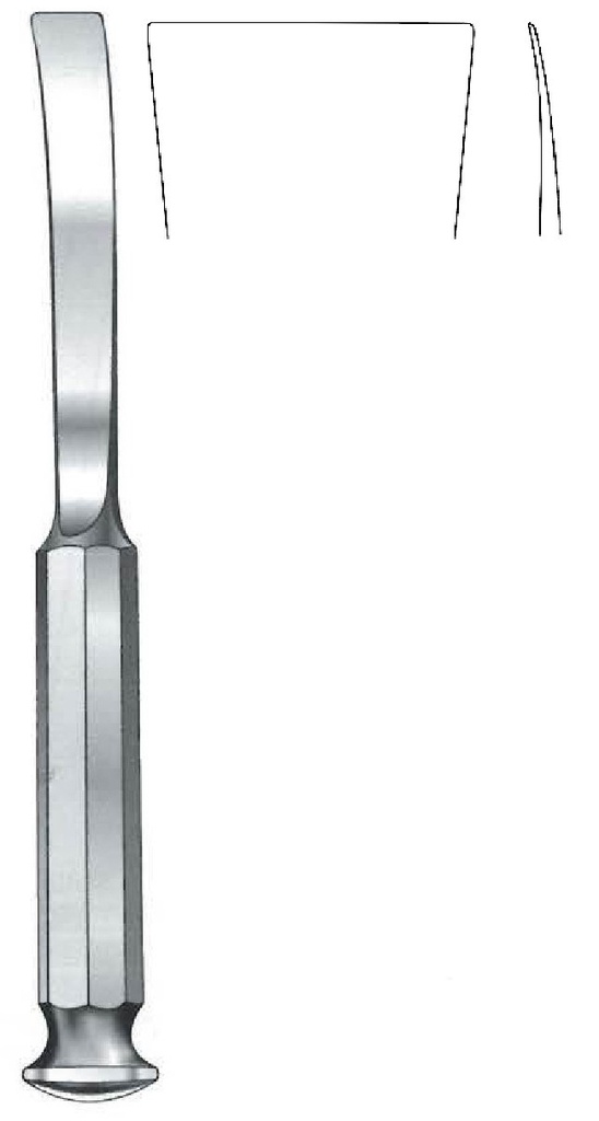 Osteótomo Tessier para toma de injertos de ilion y tibia, curva, ancho = 30 mm